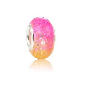 Set of 3 Murano Glass Beads - Pink Orange Sunset Charm Beads